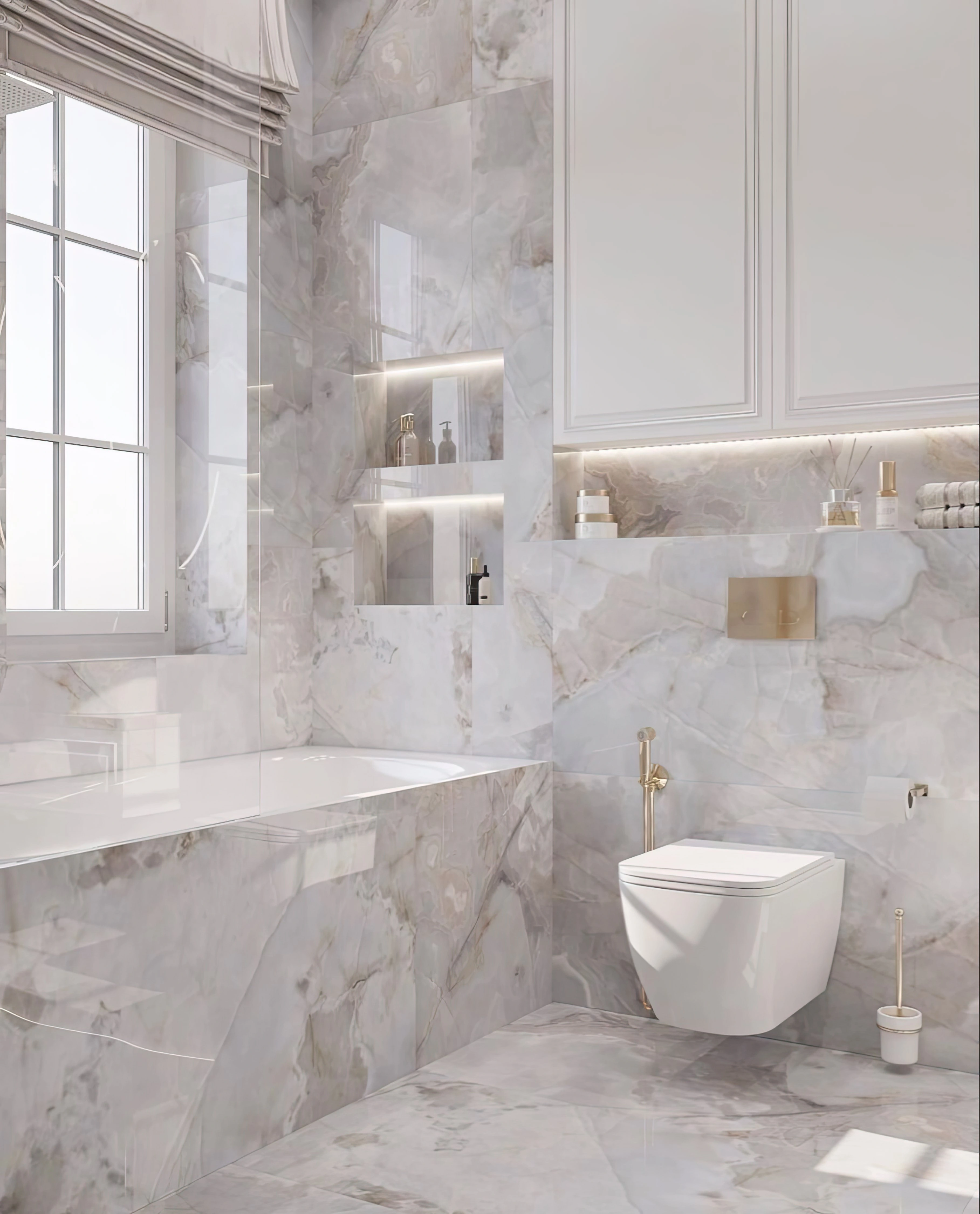 Bathroom with sink, toilet, and bathtub arrangement