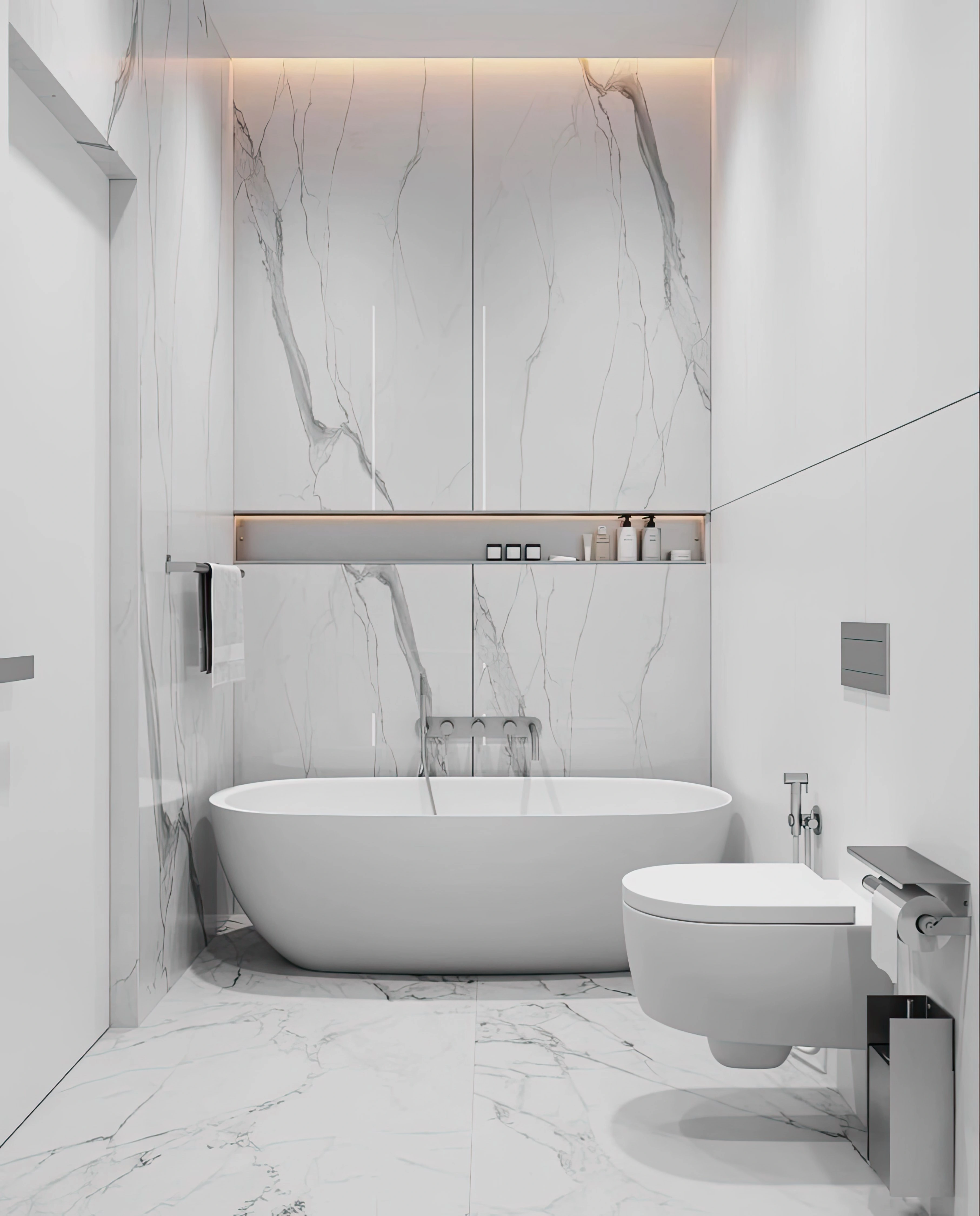 Complete bathroom layout with tub, sink, and toilet