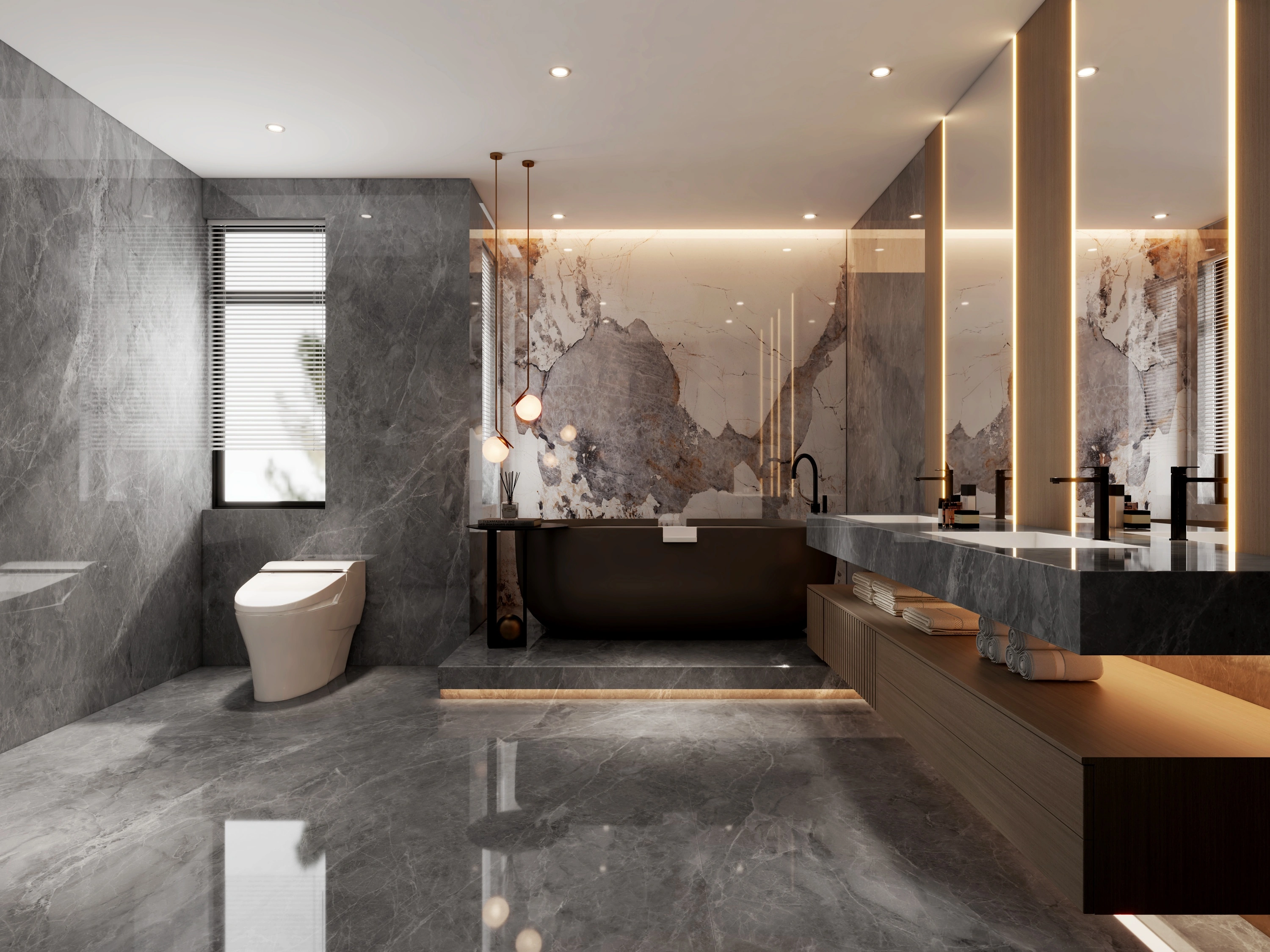 Contemporary bathroom design with sleek fixtures