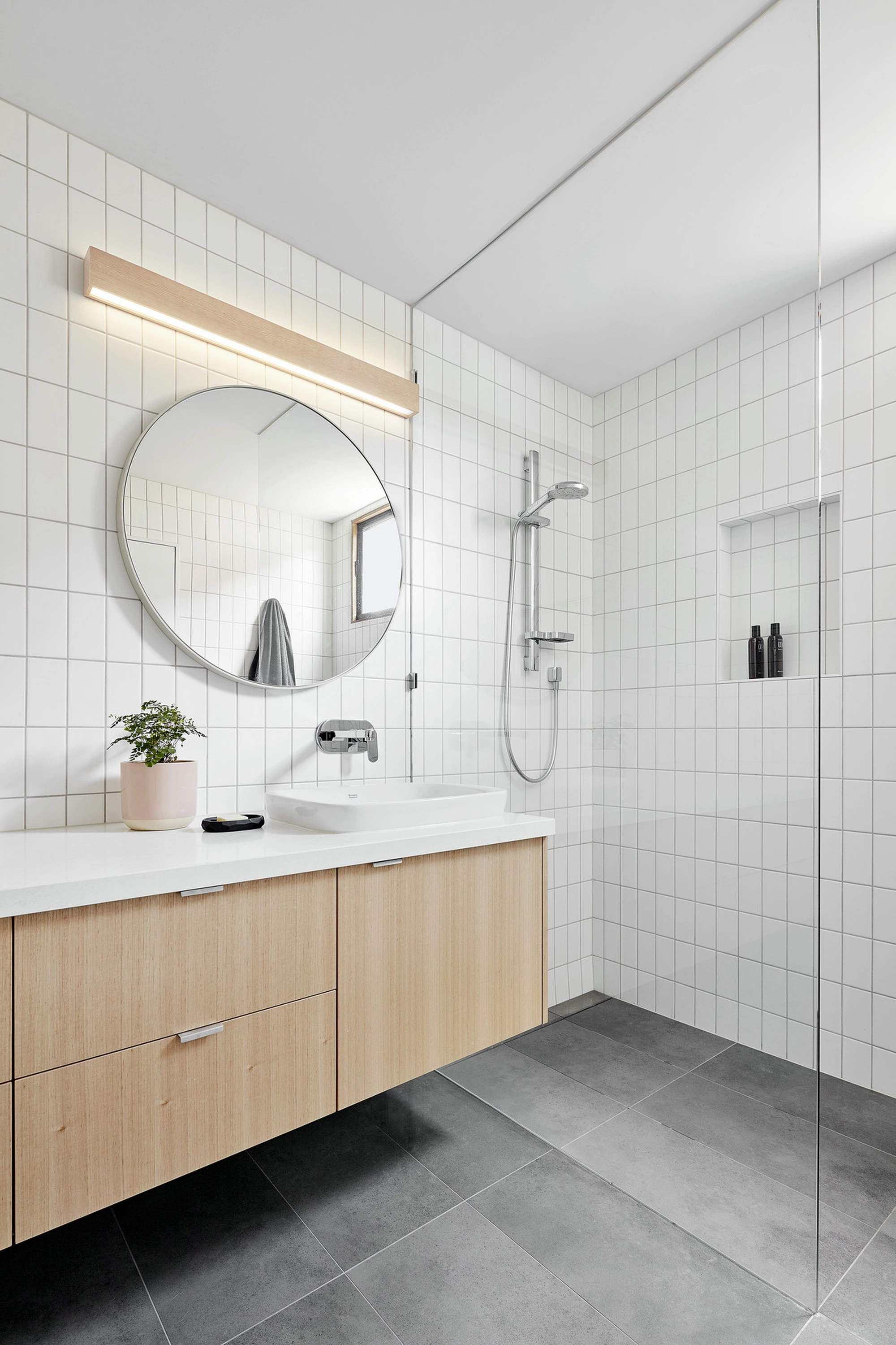 Minimalist bathroom with clean lines and neutral palette