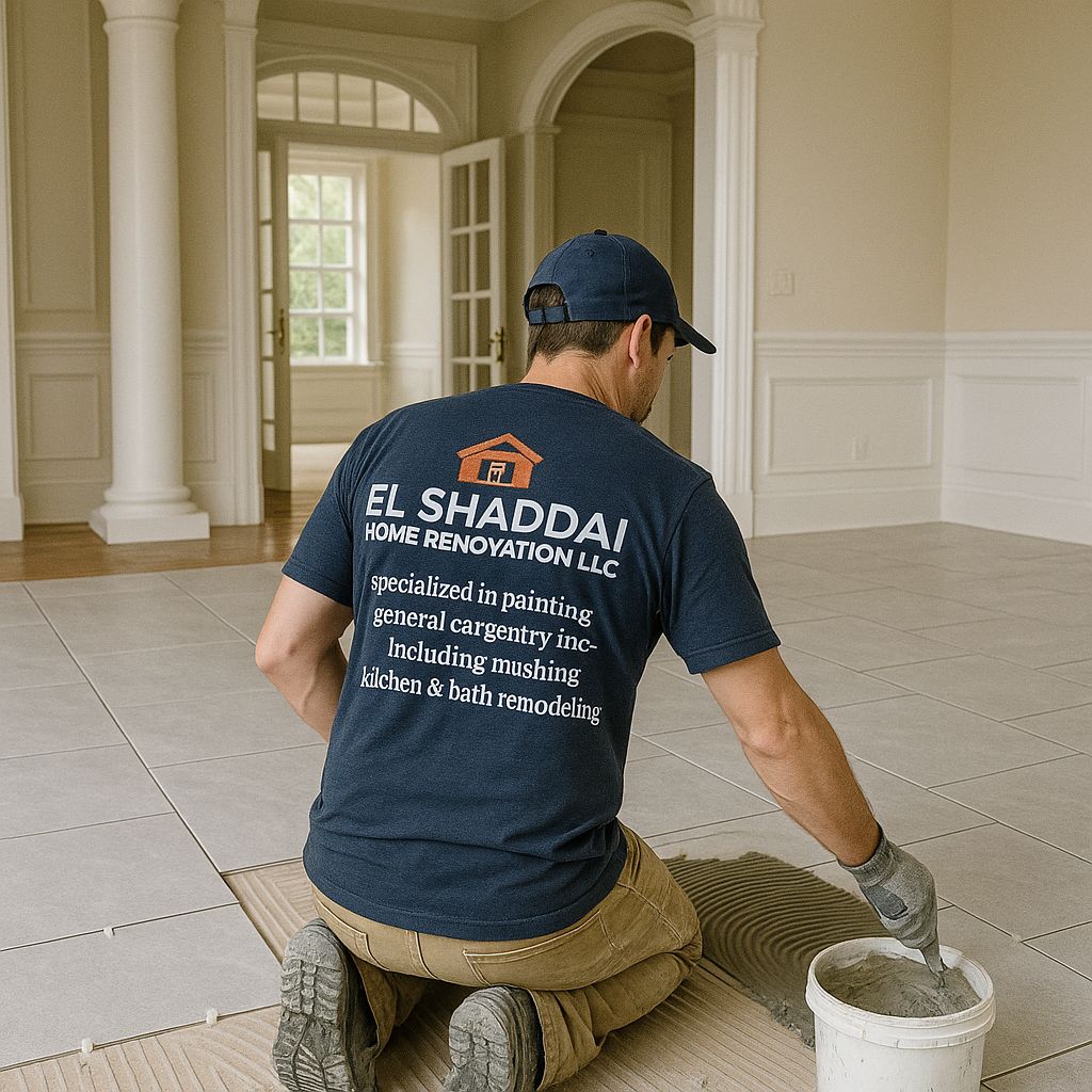 Porcelain tile flooring with seamless transitions