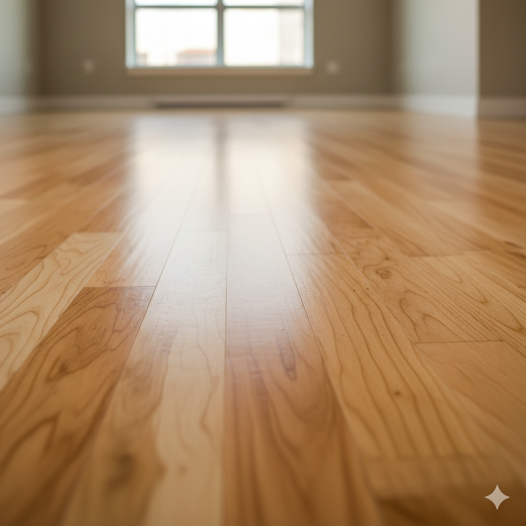 Maple wood flooring with natural finish